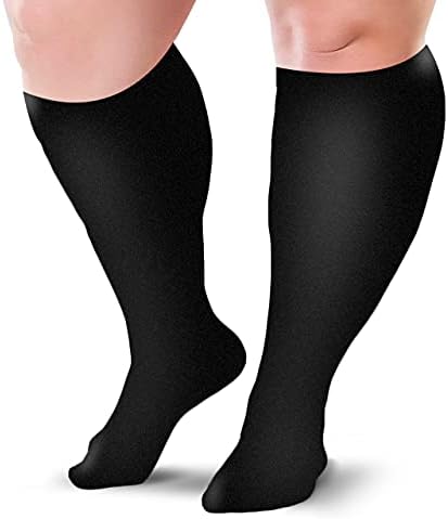 Compression Socks 20-30 mmHg for Women & Men - Knee High Compression Stockings, Wide Calf - Travel, Nurse, Running, Cycling, Athletic & Maternity - Black, 5X-Large