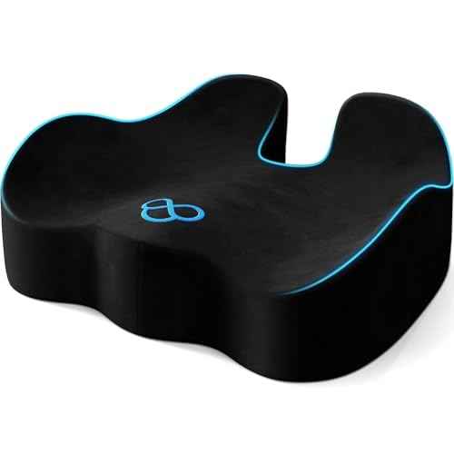 Seat Cushion, Memory Foam Chair Cushions for Tailbone/Sciatica Easing, Chair Pillow with Handles for Car, Office Chair Cushion with Non-Slip Design, Ideal for Post-Surgery Recovery(Black)