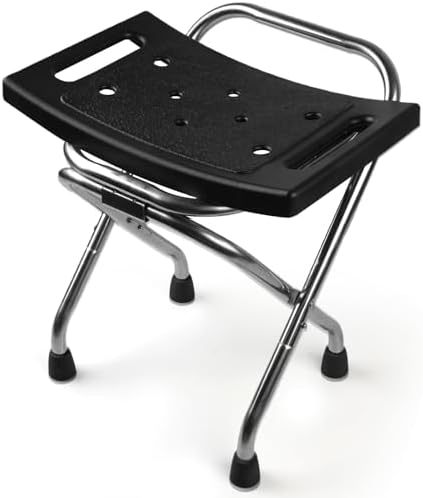Shower Chair Seat, Stainless Shower Chair for Folding, Safety Anti-Slip Shower Bath Chairs for Seniors/Disabled by