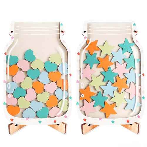 2 Pack Magnetic Reward Jar with Star & Heart, Star Jar Reward System for Kids, Reward Home Kids Incentive Good Home Training for Boys Girls