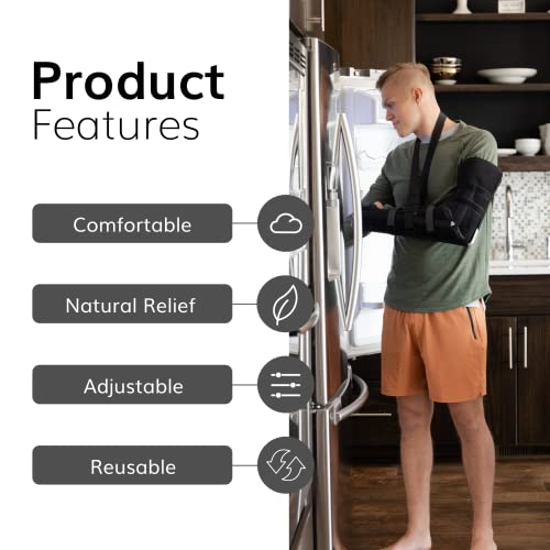 BraceAbility Posterior Long Arm Splint - Elbow Immobilizer Right or Left Forearm Brace with Sling for Fractures, Post-Surgery Recovery, Tendonitis, Bursitis, and Ulnar Nerve Entrapment Relief (S)