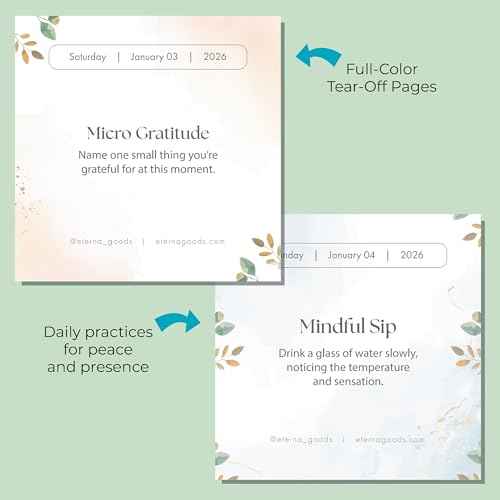 2026 Mindfulness Daily Desktop Calendar | Day To Day Tear Off Calendar with 365 Positive Affirmation Exercises for a Year of Calm Self Care, Box Calendar Gift For Women, Christmas Stocking Stuffer Gift for Home or Office