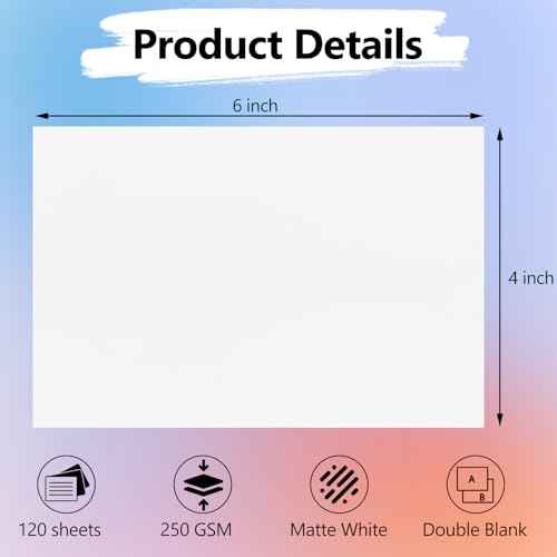 Utron 120 Sheets 4x6 Cardstock, 250 GSM Blank Postcard Paper, Matte White Printable Postcards for Making blank Index cards, Wedding Invitation cards, Thankyou Cards