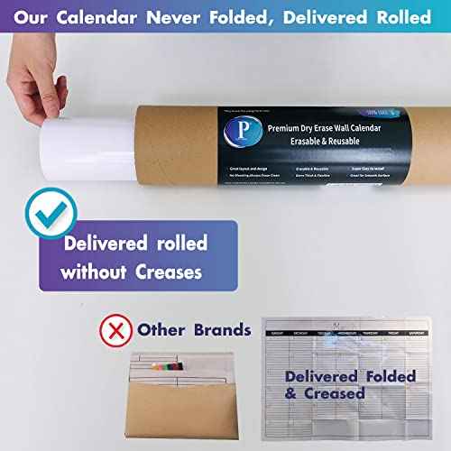 Dry Erase Two Month Laminated jumbo Wall Calendar, 38" x 50", Huge bimonthly Vertical Laminated Erasable White Board, Giant 60 day Family Whiteboard Schedule Planner, Large Multi Month Reusable Poster