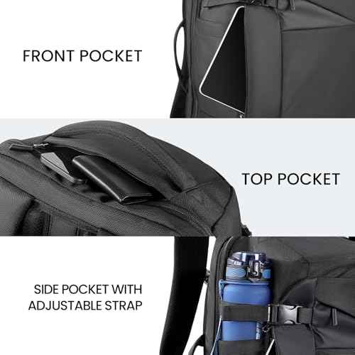 Large Travel Backpack for Men 40L, Carry On Backpack TSA 17.3 Inch Laptop Mochila Flight Approved, Large Business Daypack Waterproof,Carry on bag Weekender College for Men Women, Black