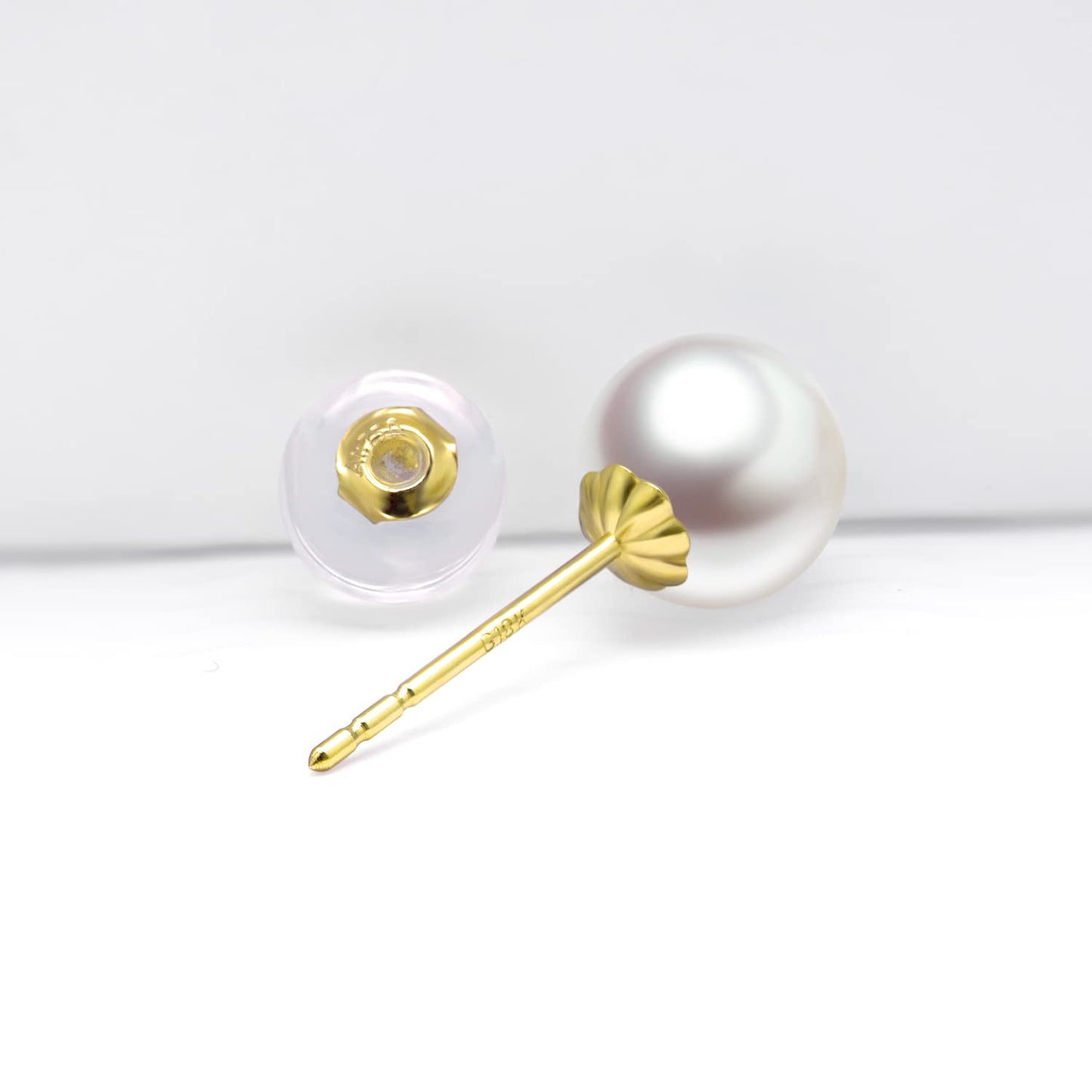 Gold Plated Silver Lab Grown Pearl Necklace and Real 18k Gold Earring Set for Women, Jewelry Set Gifts for Her