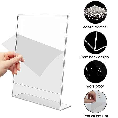 Acrylic Sign Stand Holder - 8.5x11 Inches Plastic Acrylic Literature Holders, 12 Pack Sign Holders Suit for Flyer, Magazine, Pamphlet, Booklet Display