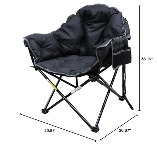 Caravan Canopy Sports Elite Club Chair with Cloud Comfort – Plush Oversized Folding Chair with Extra Cushioning, Portable Relaxing Outdoor Chair for Camping, Tailgating & Backyard