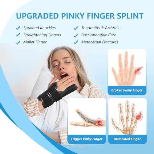Pinky Finger Splint, Finger Splint for Pinky, Broken Pinky Finger Brace, Little Finger Splint,Metacarpal Finger Splint Hand Brace for Trigger Finger Arthritis,Finger Splint Pinky Right Hand,L