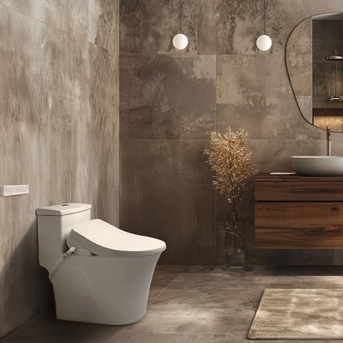SmartBidet® SB-1200 Luxury Advanced Electric Smart Bidet Round White Toilet Seat with Remote control, Endless Warm Water with LED Night Light, Slim Profile