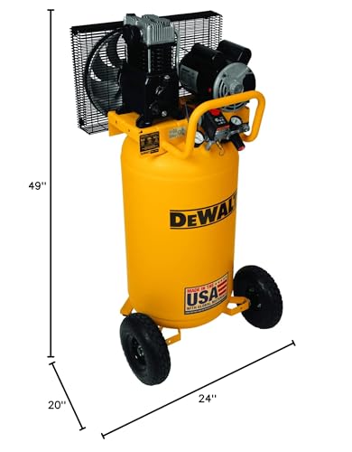 DEWALT 25 Gallon Vertical Air Compressor, Portable, Oil Lubed, Belt Drive, 200 Max PSI, Efficient Portable Air Compressor for Industrial Use, High-Performance 25 Gallon Air Compressor