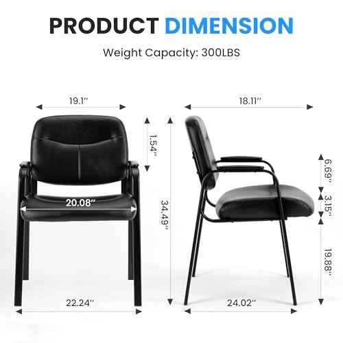 Simple Deluxe Leather Guest Chair with Padded Arm, Waiting Room Chairs Stationary Rest for Reception Area Conference Room Lobby Home Computer Desk Bedroom Elderly, 1 Pack