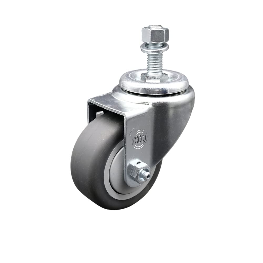 3" Swivel Caster with 1/2"" Threaded Stem and Thermoplastic Rubber Wheel - 210 lbs. Capacity - Service Caster Brand"