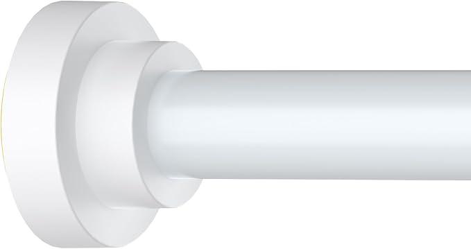 Thestoa Shower Curtain Rod Adjustable 43-66 inch, 1"Diameter Spring Tension Curtain Rod No Drill, Anti-Rust Non-Slip Shower Rod, White Shower Curtain Rod for Bathroom Tension