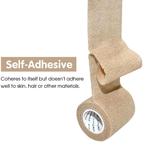 Self Adherent Cohesive Bandage 2"x5 Yards First Aid Bandages Stretch Sport Athletic Wrap Vet Tape for Wrist Ankle Sprain and Swelling,Skin(24 Rolls)