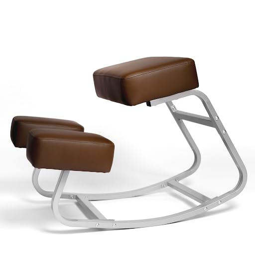 Sleekform Ergonomic Kneeling Chair - Rocking Desk Stool for Comfortable Home Office Posture Support - Metal, Heavy Duty, Easy to Clean Cushions