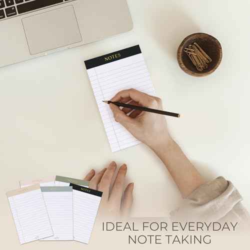 ZICOTO Aesthetic Note Pads Set Of 5 - Quality 5x8 inch Lined Legal Pads For Women Or Men - The Perfect Writing Notepads and Office Desk Supplies to Easily Organize Your To-Do Lists
