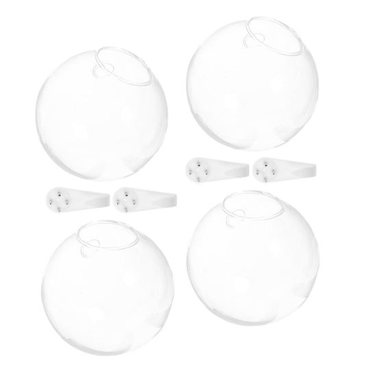 ULTECHNOVO Wall Mounted Glass Flower Vase Set, 4pcs 10cm Hydroponic Hanging Containers with Crystal Mud Nails, Glass Terrarium for Home Garden Décor and Plant Propagation
