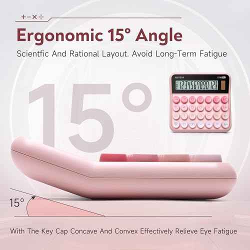 Desk Calculator, 12 Digit Large LCD Display, Big Buttons, Ergonomic 15¡Æ Tilt, Real Mechanical Keypad, Desktop Calculator for Office and Study