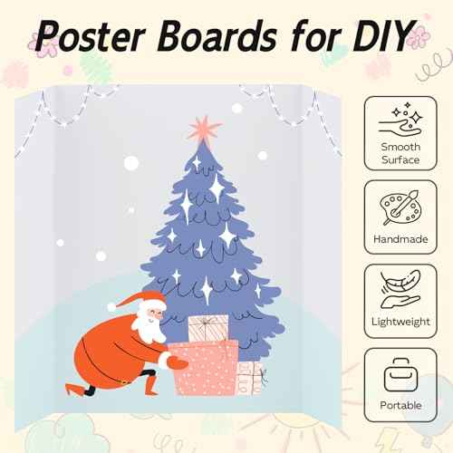 4 Pack Trifold Poster Board, 36x48 Inches White Presentation Board, Portable Display Board for Science Fair, School DIY Project and Business Exhibitions