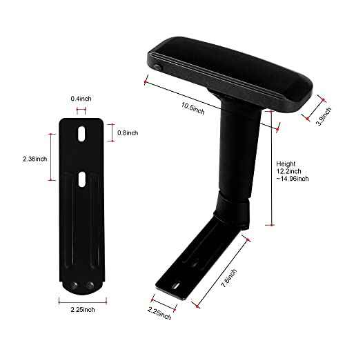 Frassie 4D Height Adjustable Chair Armrest Pair, Gaming Office Boss Chair Arms Set Replacement Part