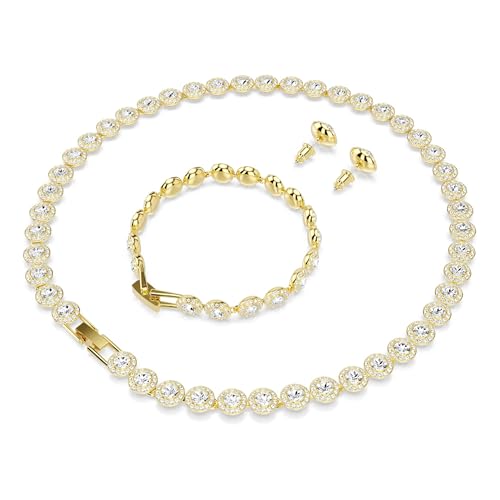 Swarovski Una Angelic set, Set (3), Round cut, Clear, Gold-tone Finish