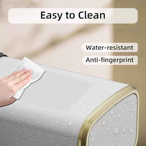 8L/2.1 Gallon Small Bathroom Trash Can with Lid, Swing-Top Rectangular Waste Bin, Stainless Steel Garbage Can for Home, Office, Toilet, Bedroom, Living-Room (White)