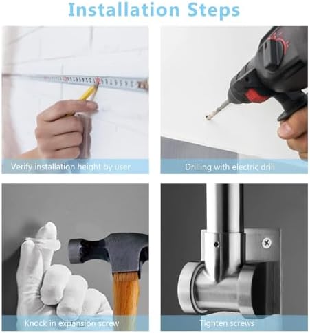 Toilet Grab Bar Stainless Steel Handicap Rails Grab Bars Bathroom Support for Elderly Disabled Safety Hand Railing Guard Frame Shower Assist Aid Handrails Hand Grips (29.5 Inches with Paper Holder)