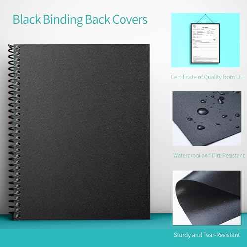 Binditek 200 Pack Binding Covers and Backs Set, 8.5 x 11 Inches, 100 Clear PVC (8Mil), 100 Sand-Textured Polycovers (12Mil), Letter Size