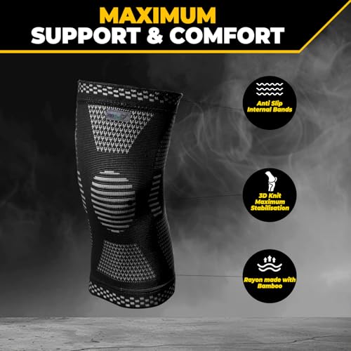 NeoTech Care Knee Support Brace - Breathable - Men, Women, Right or Left (Black Color, Size S, 1 Pair)