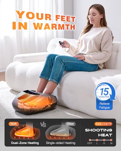 KINGJOY Foot Massager with Heat for Neuropathy, [2026 Upgraded], Deep Kneading Shiatsu Foot Massager for Plantar Fasciitis, Fits Up to Men Size 14, Gifts for Women Mom Men Dad Seniors