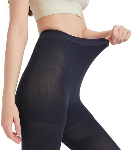 MGANG Medical Compression Pantyhose for Women & Men, 20-30mmHg Graduated Compression Support Tights, Open Toe, Opaque Waist High Compression Stockings for Edema, Varicose Veins, Flight, Navy Blue M