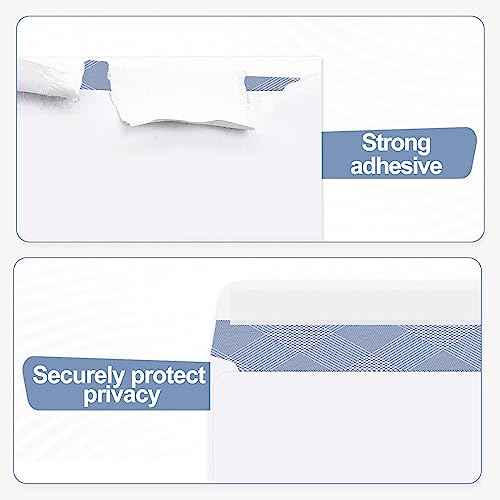 750#9 Double Window Security Envelopes, PANDRI NO.9 Self Seal White Envelopes Designed for Invoices and QuickBooks, Business Statements & Documents - Number 9 Size 3 7/8 Inch X 8 7/8 Inch - 24 LB