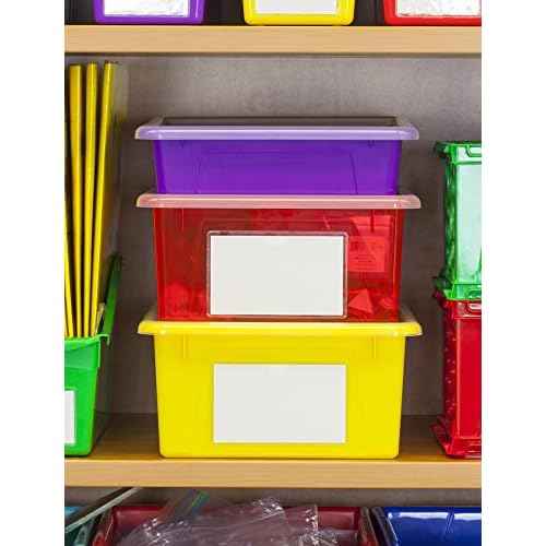 Storex Letter Size Deep Storage Tray ? Organizer Bin with Non-Snap Lid for Classroom, Office and Home, Yellow, 5-Pack (62546U05C)