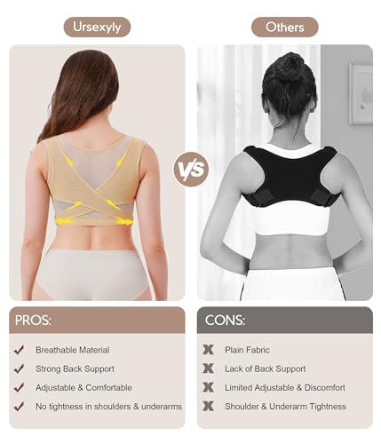 URSEXYLY Upper Back Brace for Women Breathable Posture Corrector Posture Support Back Straightener Pain Relief(Beige,XL)