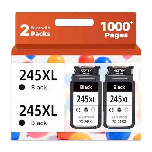 Relcolor Compatible Ink Cartridge Replacement for Canon 245XL (Black 2 Pack) 245 PG245 Work for MX490 MG2522 MX492 TR4520 TR4500 MG2520 TS3300 TS3322 MG2525 TR4522 TS3100 TS3122 TS3320 MG2500 TS3100
