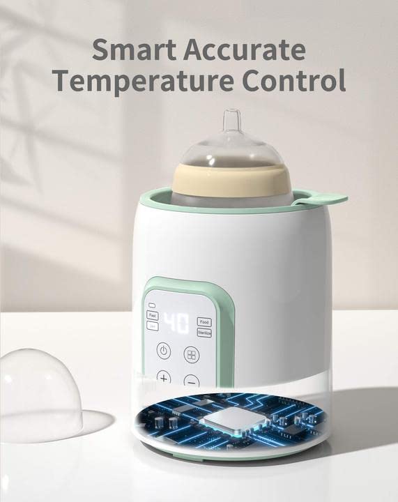 Grownsy Baby Bottle Warmer, 8-in-1 Fast Baby Milk Warmer with Timer for Breastmilk or Formula, Accurate Temperature Control, 24H Keep, Food Heater&Defrost BPA-Free Bottle Warmer for All Bottles- Green