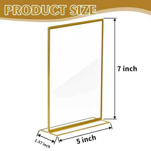 30 Pcs Gold Acrylic Sign Holder 5 x 7 Inch, Gold Picture Frames Double Sided Clear Wedding Table Number Holders for Wedding Restaurant Office Home Store Numbers Signs ? (5 x 7 inch)