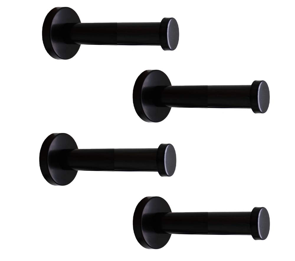 NELXULAS Classic Black Stainless Steel Heavy Duty Wall Mount Hooks, Bath Towel Hooks, Coat Hanger, Handbag Hooks, 4 in Pack (4")"