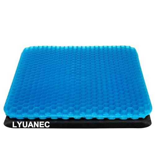 Gel Seat Cushion for Long Sitting - 18.5" x 17" x 1.4" (LargeÂ£Â¦Soft) Gel Cushion for People Over 100 lbs, Pressure Relief Cushions for Office Chair, Egg Cushions for Wheelchair, Seat Pad for Car