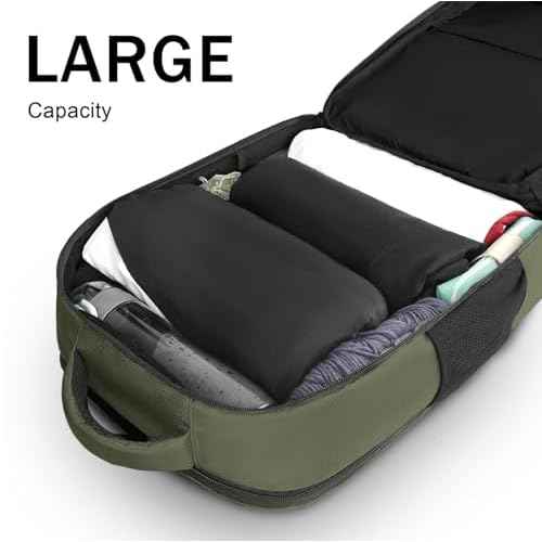MATEIN Carry on Travel Laptop Backpack, Large Flight Approved Personal Item Travel Backpack with USB Charge Port & Shoe Compartment, Water Resistant Weekender Overnight Bag Fit 17 Inch Laptop, Green