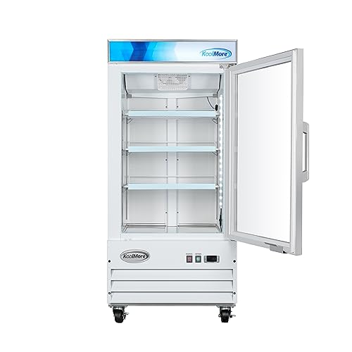 KoolMore 26 in. Commercial One Glass Door Display Upright Freezer Merchandiser in White 9 Cu. Ft. (MDF-1GD-9C-WH)