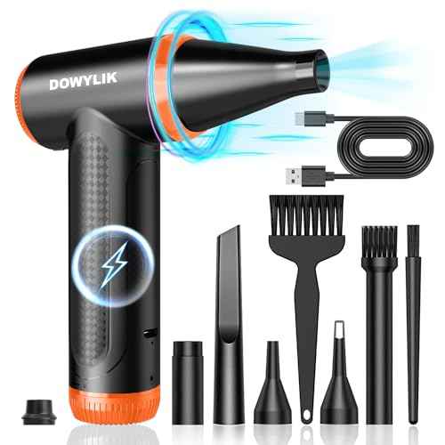 Compressed Air Duster - 150,000RPM Compressed Air, Brushless Motor Electric Air Duster for Computer, Rotary Adjustable No Canned Air, Rechargeable Mini Air Blower for Electronics, Home, Car