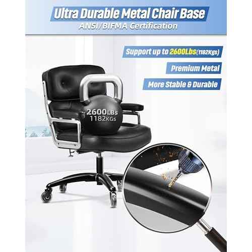Sytopia 28'' (70 cm) Heavy-Duty Office Chair Base Replacement (2600 lbs), Reinforced Metal Base for Managerial & Executive Chairs, Universal Caster and Gas Cylinder Size, Black