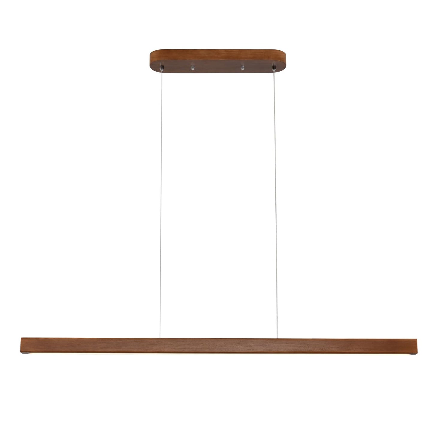 QJCMUUYI 47 Inch Wood Linear Pendant Light Dimmable LED Kitchen Island Lighting with Remote Adjustable Hanging Chandelier for Dining Room Bar Pool Table 30W Modern Farmhouse Fixture Walnut Color