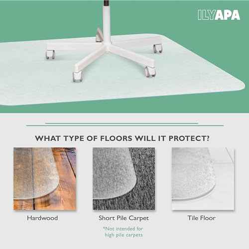 Ilyapa Office Chair Mat for Hard Floors 2 Pack 30" x 48" Heavy Duty Clear, PVC Chair Mat for Hardwood and Tile Floors, Home or Office Protection