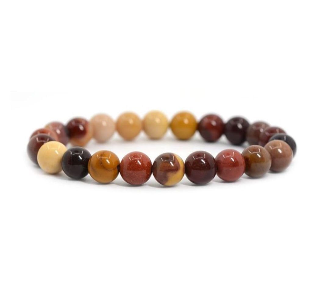 Adabele Real Natural Mookaite Jasper Gemstone Beaded Bracelet 7 inch Stretch Chakra Healing Crystal Stone Jewelry Women Mom Gift (Unisex) GB8-4