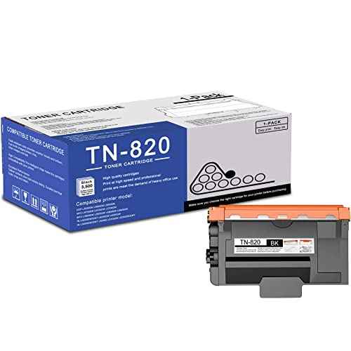 1 Pack TN820 TN-820 Black Toner Cartridge Compatible TN820 Replacement for Brother DCP-L5500DN L5600DN MFC-L6700DW L6750DW L5700DW L5800DW L6800DW L5900DW HL-L6200DW/DWT L6250DW L6400DW/DWT Printe