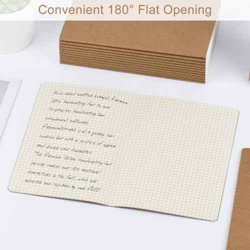 ZCZN 5 Pack A5 Kraft Notebooks Bulk, 8.15x5.5 Inches Graph Paper Journaling Notebooks, Notebooks for Work, Composition Notebooks for School, Journal Notebooks for Office, 60 Pages