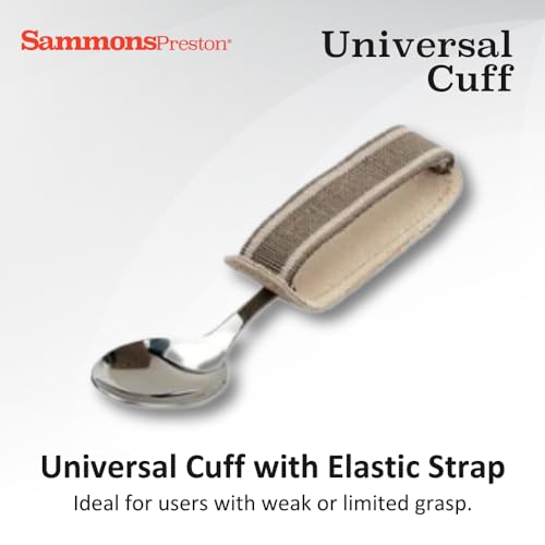 Sammons Preston Universal Cuff, Leather ADL Cuff with Elastic Strap, Holds Utensils or Writing Aids, Makes Mealtime or Other Activities Easier, for Elderly or Individuals with Weak Grip, Small, 2-1/2"